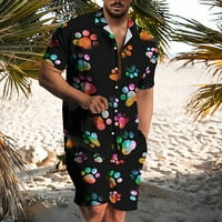 Muške hlače od plaže Men Ležerne prilike, gumb Kardigan Ispis Ispis bluza od kratkih rukava i hlače