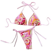 Žene kupaćih kostimi Žene Vintage Print Bandeau zavoj Bikini set Push up Brazilski kupaći kostimi za