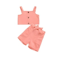 FESFESFES TODDLER Baby Girls Ljeto Solid Color Camisole Top + Hratke dvodijelni odijelo