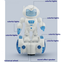 Pješačke robot igračke za djecu - 360 ° tijelo za predenje robota igračka s LED svjetlima treperi i