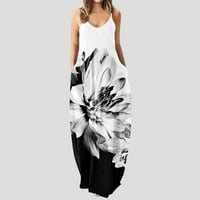 Ljetne haljine za žene Ženske ležerne haljine Long Maxi V izrez Labava haljina bez rukava Boho Beach