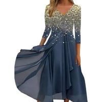 Miayilima Plus Veličina haljina Ženska duga rukava Ležerne prilike modne šifonske ženske haljine