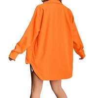Narančasta casual ravnica košulja košulja ženske bluze