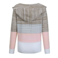 Ženski džemper modni casual blok boja V-izrez duge rukave s kapuljačom džemper bluza vrhovi vrhovi izdubljenog