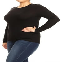 Kolekcija Ženska Plus size Solid Casual dugačak majica s dugim rukavima TOP Tee Made u SAD-u
