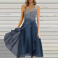 FINELYLOVE PEPLUM haljine Polufalne juniorske haljine A-line visoko-niske bez rukava cvjetni plavi s