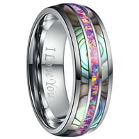 Muška lavanda ljubičasta stvorila je Opal volfram karbid i abalone ljuske vjenčane prsten za venčanje