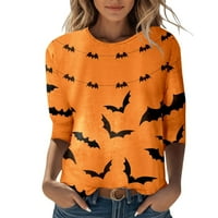 Halloween majice za ženske mačke grafički rukav vrhovi pulover okrugli vrat smiješna slatka košulja