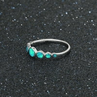 Toyella Sterling srebrni višestruki okrugli plavi Opal kameni prstenovi US7