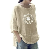 Ženska modna tiskana ručica okrugla vrata pulover pulover plus veličina Bluzes majica srušena za jesen