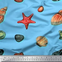 Soimoi Blue Rayon tkanina dragulja, školjka i zvijezda okeana za ispis tkanina sa dvorištem široko