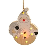 Nordic Wooden Santa Claus Snowman Elk LED svjetlo Viseći ukras Xmas Decor Crno drvo
