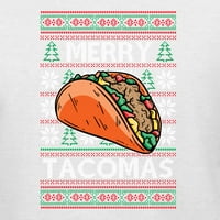 Divlji bobby veseli tacomas Holiday Taco Lover Ugly Božićni džemper Žene Junior Fit V-izrez Tee, Bijela,