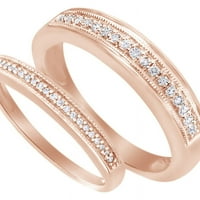 Okrugli rezani bijeli prirodni dijamant Njegov i njen prsten za vjenčanje u 14K ružičastog zlata nakita