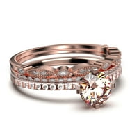 Zasljepljujuće Art Deco 1. CARAT okrugli rez morgatit i dijamantni prsten za angažman, vjenčani prsten,