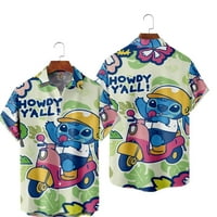 Lilo & Stitch Džep prsa s kratkim rukavima Havajska majica, Ležerne tipke Donje košulje, Djeca za odrasle