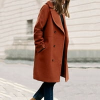 Ženska zimska vunena mješavina Sredina dugačka kaputa Notch dvostruka jakna za jaknu jeseni, ležerne