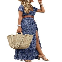 Bomotoo ženske vrećice Maxi haljine cvjetno ispis labavo ljeto plaže sandress odmor vintage kratki rukav