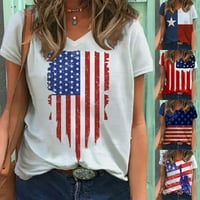 TEJIOJIO Cleariance Žensko američko pismo Ispis Grafička smiješna majica SAD Patriotsko ljetni casual