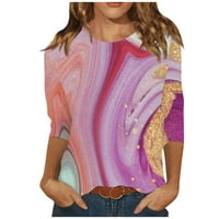 Ženske vrhove Dužina rukava Crewneck Cute majice Ležerne prilike Trendy Tops Tri guarter Dužina majica