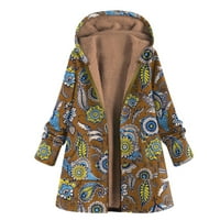 Advoicd Fall Clats Ženski kratki kaput obrezano lepršavim jaknom zimske jakne s kapuljačom, dugih rukava