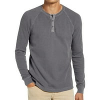 Muška modna košulja s dugim rukavima Henley majica dolje pamučna lagana osnovna majica vafle pulover
