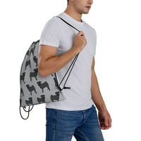 Crni pug pas sive tiskane vreće za print teretane Sport Travel Direktor ruksaka gudačke torbe za muškarce