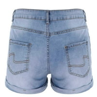 Labakihah Jean Shorts Ženska ženska moda Retro Stretch Ripped džepne kratke hlače plave boje
