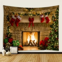 Sretan božićna tapiserija, kamin Xmas Tree čarape Pokloni Zidna vešalica za pozadinu Fotografija Početna