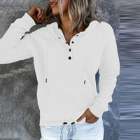 Hoodies za žensko dugme dole pulover Dukseve sa crtežom dugim rukavima Ležerne majica na vrhu The White,