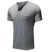 Okrugla muška bluza s kratkim rukavima Spring košulja TOP TOPL gumb Summer Džep i muške bluze za mušku