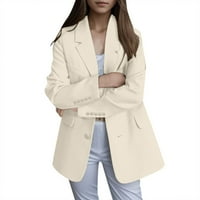 Njshnmn Womens Blazer za radne dugih rukava Radna kancelarija Cardigan jakna, bijela, m