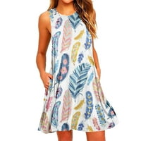 SayHi ljetne haljine za ženske casual bez rukava na rukavu za okrugle vrata sa džepovima gradijent cvjetni