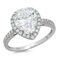 2. CT kruška Clear Simulirani dijamant 18k bijeli zlatni godišnjica Angažovanje halo prstena veličine