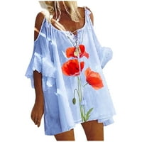 Žene labave ljetne mini haljine Pokloni UP-ovi odjeća od čipke čipke patchwork hladnog ramena cvijeća