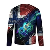 Muške majice Slim Fit Fashion 3D gitara Digitalni tisak Dugih rukava okrugli bluza za bluzu za vrat
