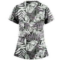 Ženski bluze s V-izrezom grafički otisci Bluza Radna odjeća Žene Tee kratki rukav ljetni vrhovi sivi