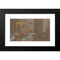 Édouard Vuillard Black Moderni uokvireni muzej Art Print pod nazivom - Madam Vuillard čitanje novina