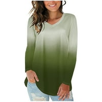 Žene s dugim rukavima s dugim rukavima gradijentne dukseve slatka skakača Slouchy pulover Trendi Green