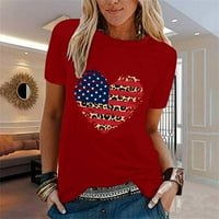Ženska Ležerna Dan nezavisnosti Love Ispiši majicu Majica s kratkim rukavima Lood Top