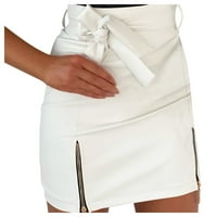FSQJGQ suknje za žene Elegantne goth suknje Žene Visoko struk Sijani patent zatvarača Mini olovke Slim