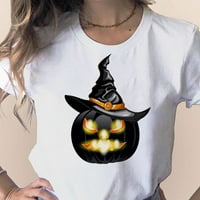 Noć vještica za žene Jesen Vintage Ispis majica Labava Crewneck Bluza kratkih rukava Trendi vrhovi dukserice