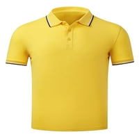 Luxplum Boys Polo majica Solid Color V izrez Top dva gumba Ležerna bluza Dnevna žuta L