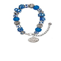 Delight nakit Silvertone alfa ženska ovalna plava šapa Print narukvica od perle, 7 + 2