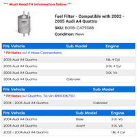 Filter za gorivo - kompatibilan sa - Audi a Quattro 2004