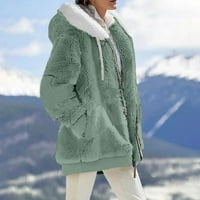 Ženska zimska jakna Zima nejasna runovska jakna s kapuljačom kapuljačom pune boje patchwork puni zip