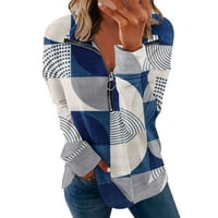 Ljetna ušteda odjeća Loopsun za ženske zimske vrhove Duks, ženska modna labava turtleneck print zip