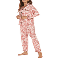 Franhais Women proljeće jesen Satin pidžama na majicu s dugim rukavima i casual labavo elastične hlače
