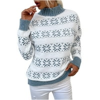 Ženska labava temperamentna polovina s dugim rukavima s dugim rukavima snjegavi pahuljica Pleteni džemper