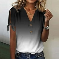 Feterrnal ženska bluza labava ležerna V-izrez ukrašena tiskana majica s kratkim rukavima TOP WOMENS